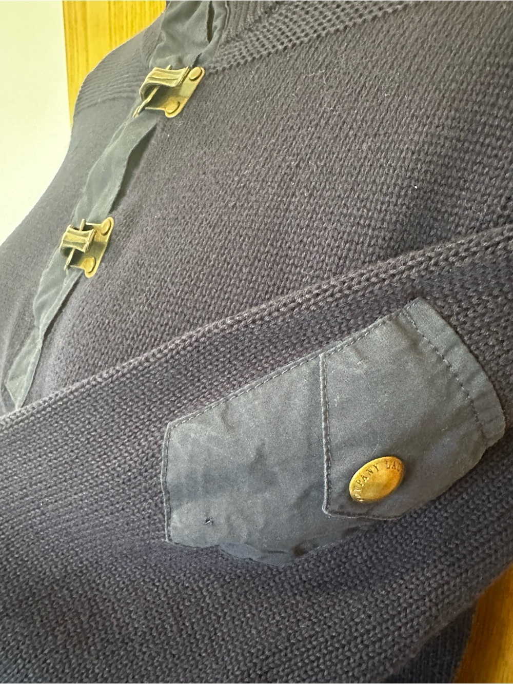 Lauren Jeans Co Navy Blue Button-Trim Rib-Knit Sweater Dress - Picture 5 of 10